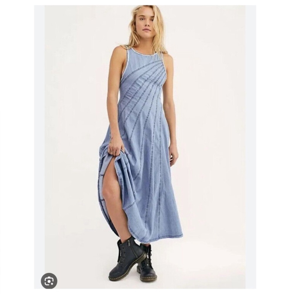 Free People Blue Jean Baby Maxi Dress Size 8 NWT